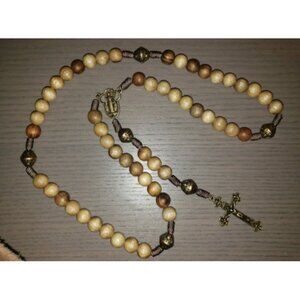 Our Father Solid Wooden Rosary Beads (Handmade - Brazilian Walnut)